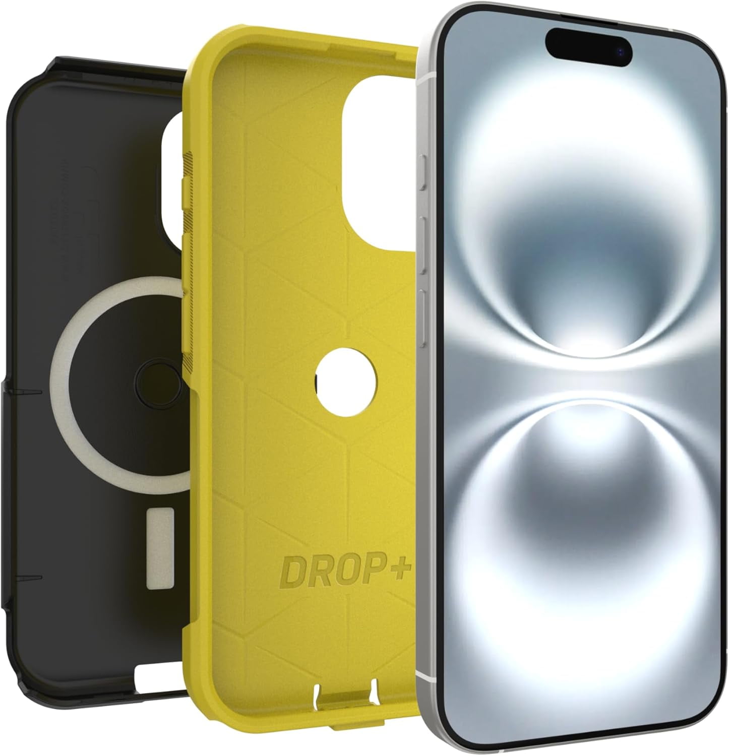 OtterBox iPhone 16 (Only) - Commuter Series MagSafe Case - Night (Black & Yellow) - Built-in Magnets - Slim & Tough - Pocket-Friendly - with Port Protection - Non-Retail Packaging