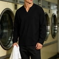 thumbnail image 3 of KyCheLot Mens Long Sleeve Shirt V Neck Textured Tops Oversized Casual Athletic Fashion Streetwear Pullover, 3 of 8