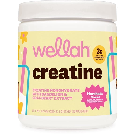 Wellah Creatine for Women (50 Servings, Horchata) - Creatine Monohydrate with Dandelion & Cranberry Extract