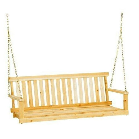 Premium Porch Swing Patio Swings Outdoor Wooden 2 Person Bench Furniture In Hanging Modern 4 Foot Log All Weather Style