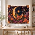 thumbnail image 5 of Golden Engraved Crescent Moon Above Colorful Clouds, Dreamy Boho for Celestial Fans, Moonlit Wall Art, Housewarming Gift, Tapestry Wall Hanging for Bedroom and Studio, 5 of 7
