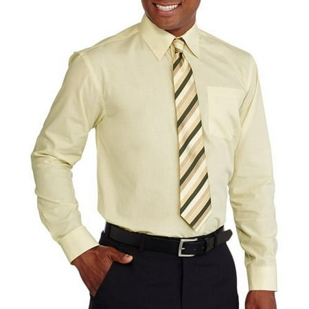 Big Men's Solid Dress Shirt with Matching Tie