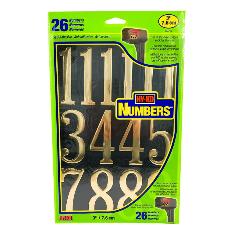 Hy-Ko 3-Inch Bold Gold & Black Self-Adhesive Vinyl Number
