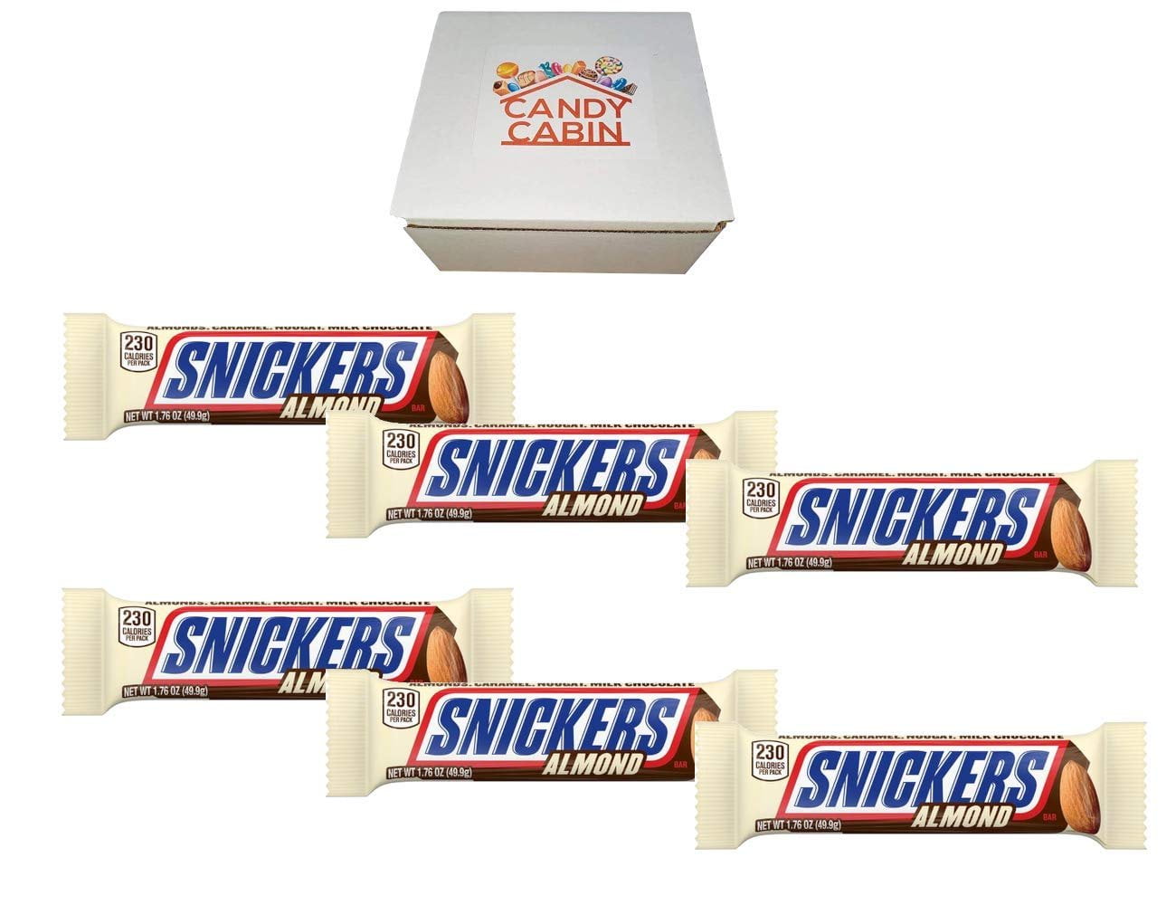 Snickers Almond King Size Pack of 6 Chocolate Candy Bars, Assorted Variety Box By CANDY CABIN