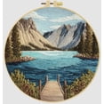 thumbnail image 1 of Cross Stitch Kits for Beginners | Lake (20cm with frame), 1 of 4