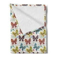 thumbnail image 2 of Animals Soft Flannel Fleece Throw Blanket, Floral Geometric Shapes on Abstract Butterflies Silhouettes on Plain Background, Cozy Plush for Indoor and Outdoor Use, 60" x 80", Multicolor, by Ambesonne, 2 of 5