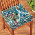 thumbnail image 2 of Collections Etc Thick Padded Tapestry Booster Tufted Chair Cushion Blue CHAIR PAD, 2 of 2