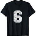 thumbnail image 2 of 100% Cotton Vintage Lucky Number 6 Birthday Sports Player Team Athlete T-Shirt, 2 of 5