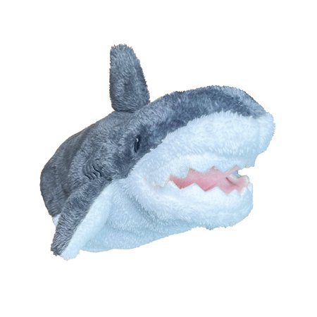 EcoBuddiez Hand Puppet - Great White Shark from Deluxebase. Shark Plush Hand Puppets for Kids made from Recycled Plastic Bottles. Eco-Friendly Animal Toy Puppet for Pretend Play and Kids Gifts.