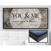 Above Bed Lovers Art | You and me we got This V5 | Wood Framed Canvas | Rustic Bedroom Decor|Bedroom Pictures For Wall|Ready to Hang Wall Decor For Bedroom Couples (Brown, Black Floating Frame 42x19)