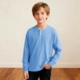 thumbnail image 2 of Bovxnpu Boys Long Sleeve T Shirts Undershirts Knit Long Sleeve Crew Neck Solid Top Casual Boys Tees, 2 of 7