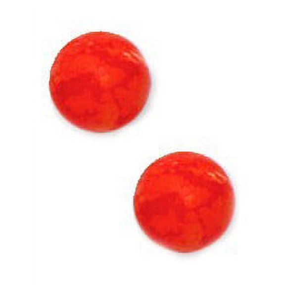 14k Yellow Gold Orange 7mm Round Simulated Coral Earrings