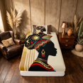thumbnail image 4 of Manfei African Tribal Aztec Twin Sheets, Black Girl Bedding, Black Red Teal Gold, Black Reversible 3pcs1 Flat Sheet + 1 Fitted Sheet + 1 Pillowcase, 4 of 6