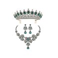 thumbnail image 1 of 1 juego de collar y pendientes con corona de novia Yashi joyería elegante verde, 1 of 5