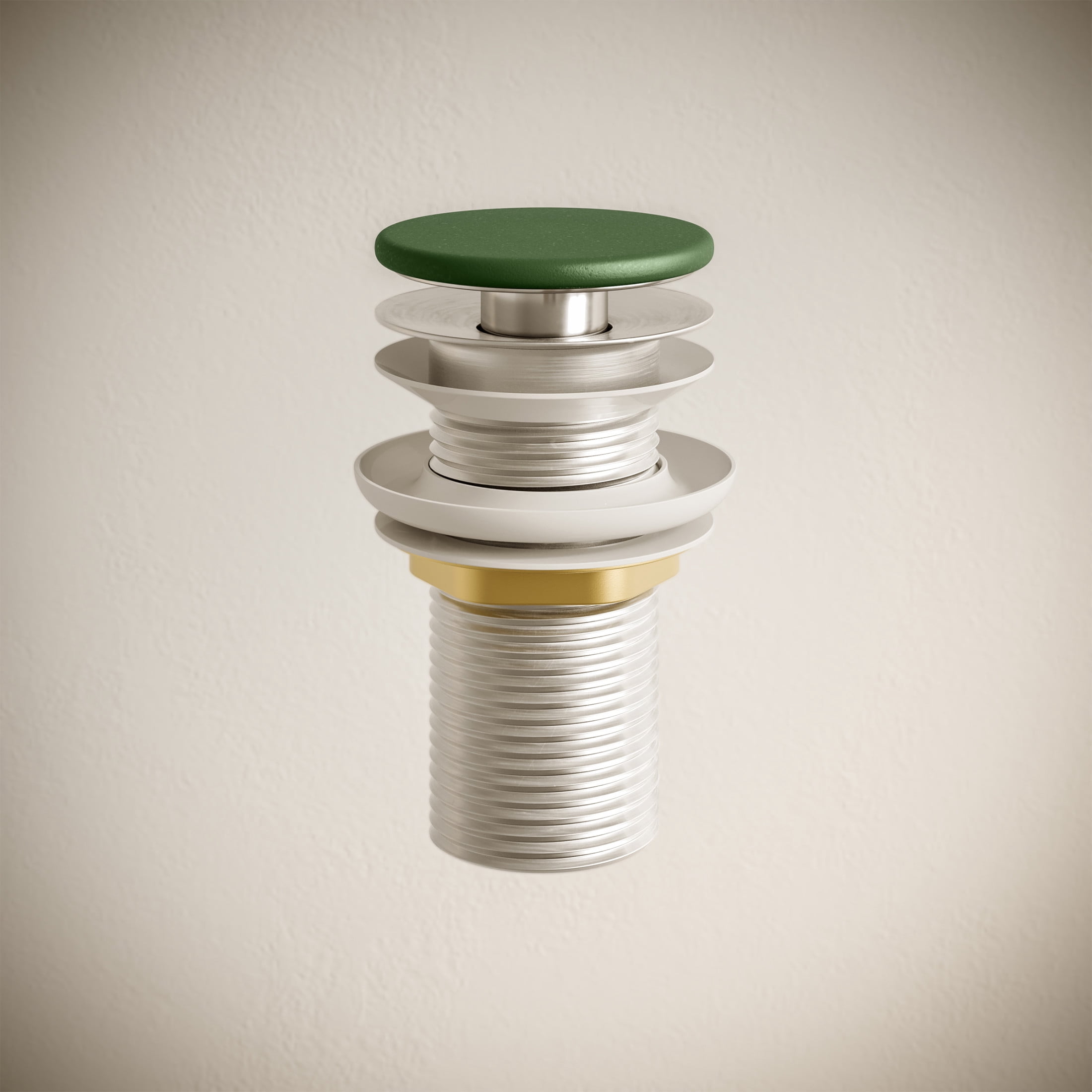 Lisse Concrete Bathroom Sink Non-Overflow Pop Up Drain in Matte Royal Green