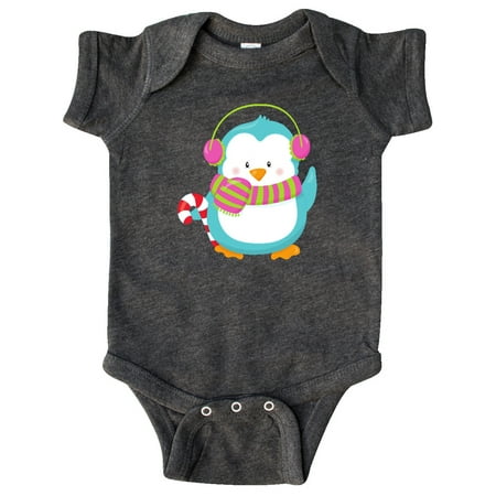 

Inktastic Cute Penguin Blue Penguin With Candy Cane Gift Baby Boy or Baby Girl Bodysuit