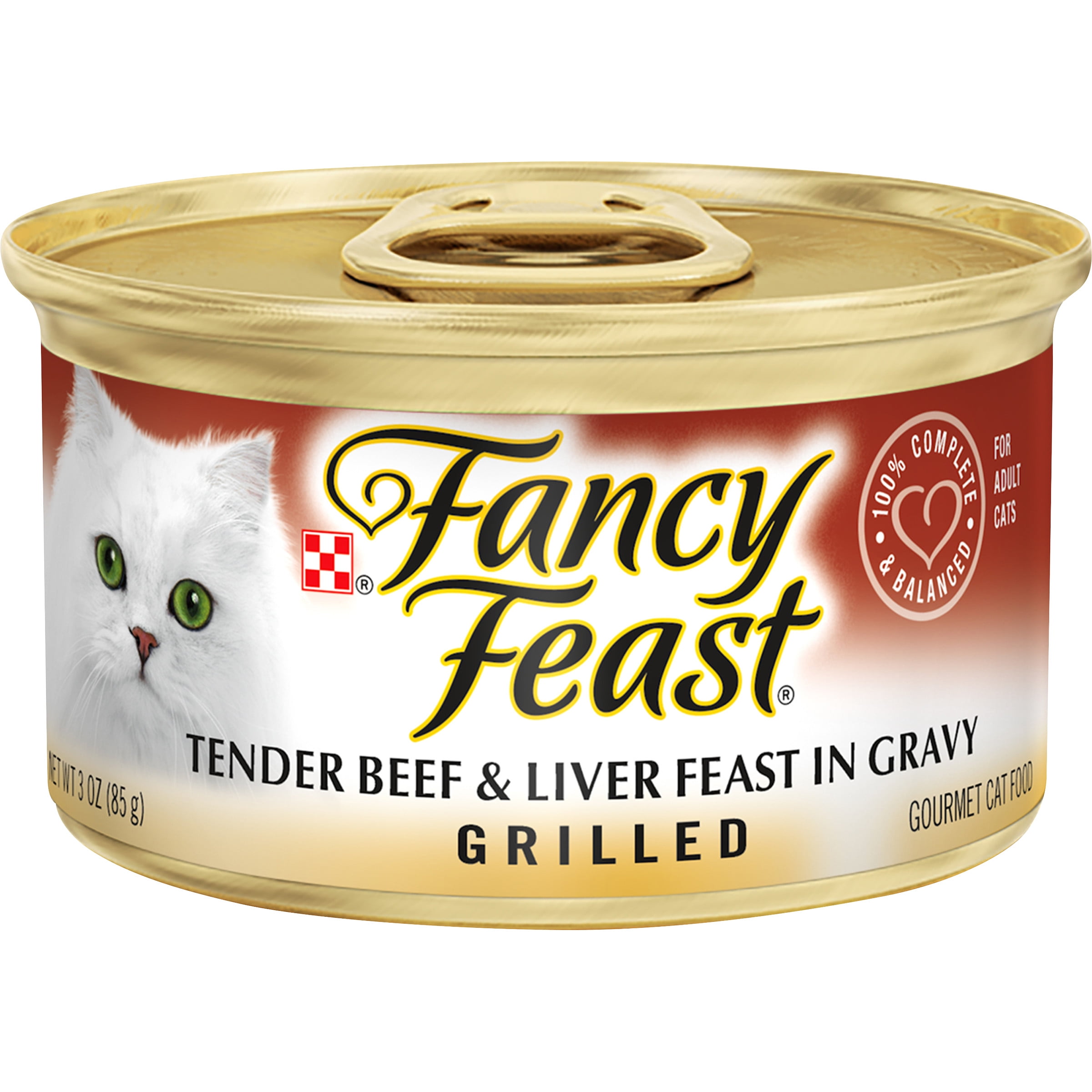 24 Pack Fancy Feast Gravy Wet Cat Food Grilled Tender Beef Liver Feast In Gravy 3 Oz Cans Walmart Com