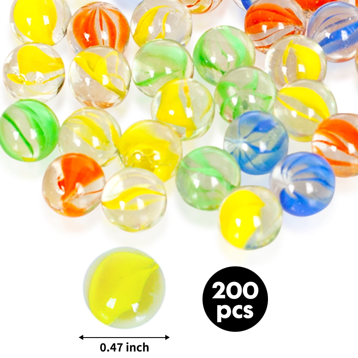 PinkSheep 200Pcs Bulk Assorted Colors Cat Eyes Glass Marbles for Aquarium Decor Games Party Vase