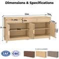 thumbnail image 3 of Poshby 55" Fluted Credenzas Sideboard Buffet Cabinet with 3 drawers, 4 Doors for Living Room, Natural, 3 of 9