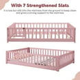 thumbnail image 5 of PAPROOS Full Size Floor Bed, Solid Wood Floor Platform Bed with Slat, Fence Guardrail and Door, No Box Spring Needed, Toddler Bed Montessori Bed, Full Bed Frame for Kids, Boys, Girls, Pink, 5 of 7