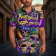 thumbnail image 1 of TaTaai ashion Men's Mardi Gras Turndown Collar Shirt, Printed Short-Sleeve Casual Button Top, Soft Fabric for Summer Casual Daily Outdoor Occasions Gift, 1 of 5
