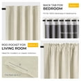 thumbnail image 6 of 100% Blackout Faux Linen Curtains for Livingroom Bedroom,2 Panels Set,Thermal Insulated,With Free 20 Ring Clips - New Cream, W50 X L102, 6 of 9