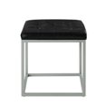 thumbnail image 3 of Inspired Home Simpson Faux Leather Cube Ottoman Tufted Metal Frame Modern, Black, 3 of 7