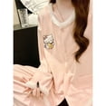 thumbnail image 2 of Pajama Autumn and Winter Brushed German Velvet Warm Long-sleeved Trousers Round Neck Pink Pattern Home Wear Set, 2 of 11