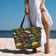 thumbnail image 5 of Large Beach Bags Water-resistant Sandproof - Cute Hamburger Beef Vegetables Cute Beach Tote Bags for Women with Zipper, 5 of 6