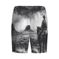 thumbnail image 4 of Picia 60s Black White Western Cowboy Pajama Shorts for Men, Men's Pajama Bottoms, Sleepwear,Short Pajama Pants-XX-Large, 4 of 9