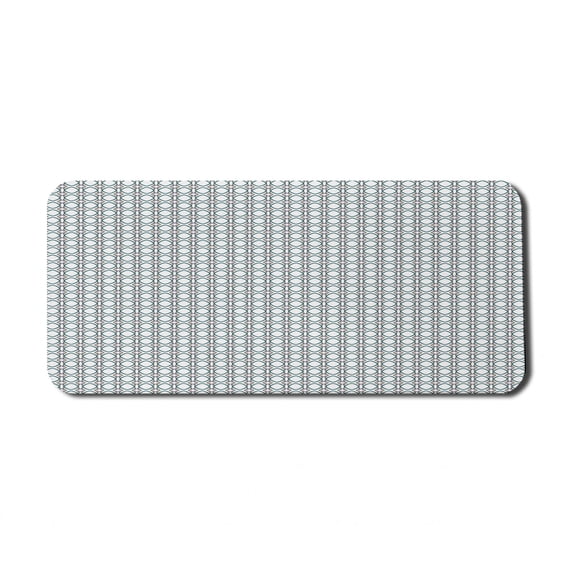 Abstract Computer Mouse Pad, Vertically Arranged Round Squares and Connected Strips Continued, Rectangle Non-Slip Rubber Mousepad X-Large, 35" x 15", Dimgray Hunter Green White, by Ambesonne