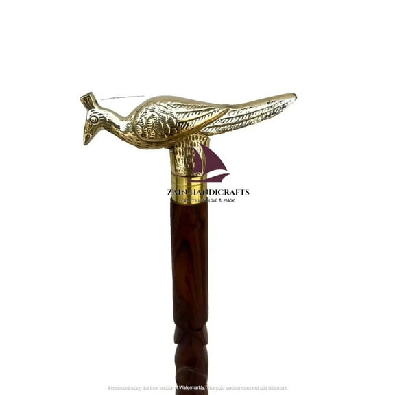 ZAIN Mahogany Stained Handmade Walking Stick Cane for Grandmother Father