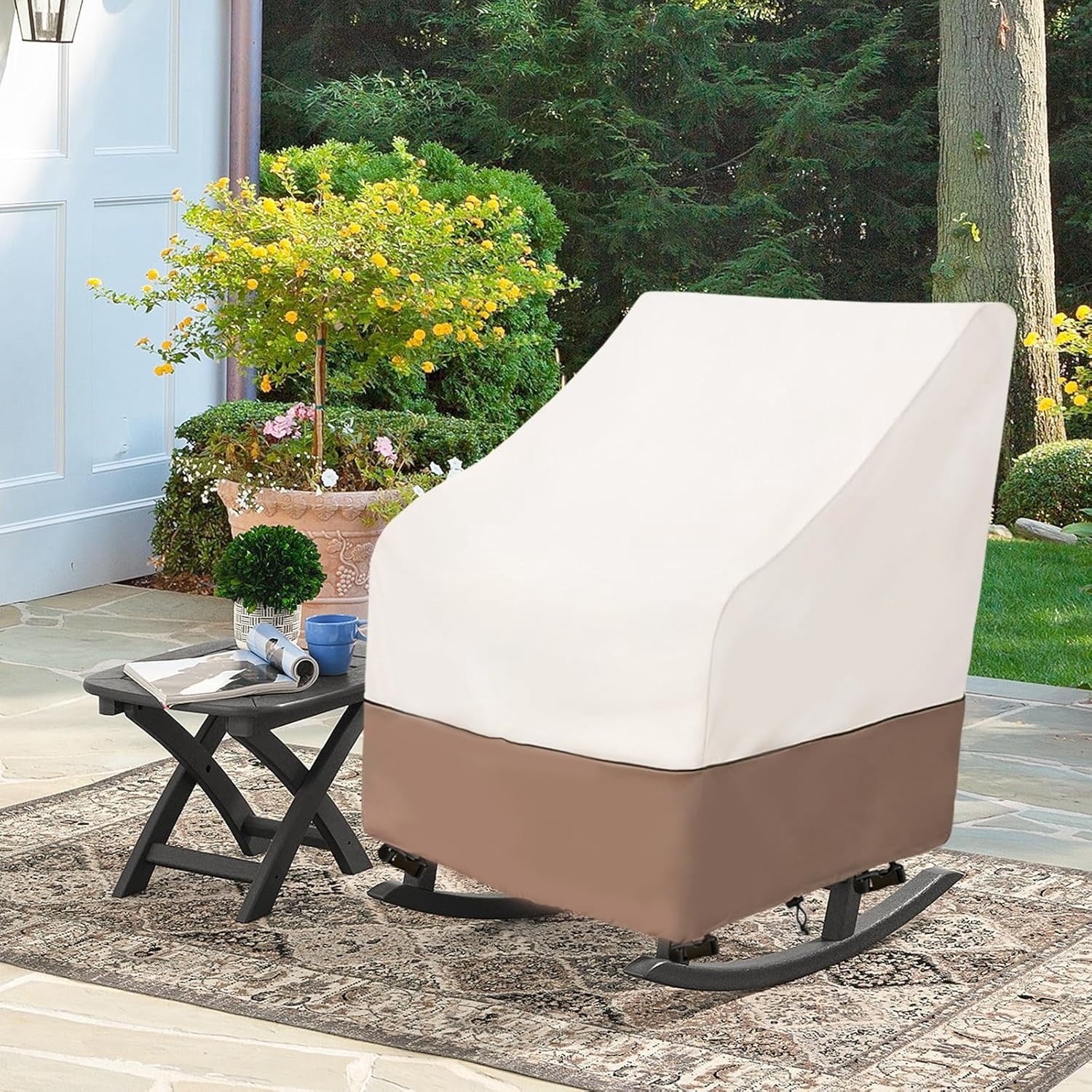 BN-LINK Patio Chair Covers, Waterproof Patio Furniture Covers, Heavy Duty and Waterproof Outdoor Lawn Chair Covers, 33"W x 33"D x 36"H (2 Pack, Beige & Coffee)