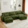 thumbnail image 2 of BUIORD 130" Modular Sectional Sofa with Ottoman, U-Shape Oversized Upholstery Sectional Couch for Living Room, Velvet 3-Seater Sofa Tufted Back with Round Armrests, Olive Green, 2 of 9