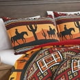 thumbnail image 3 of Chezmoi Collection Barrett 3-Piece Southwestern Sunset Cowboys Comforter Set, Multicolor Red Orange Black White Printed Washed Microfiber Bedding, King, 3 of 9