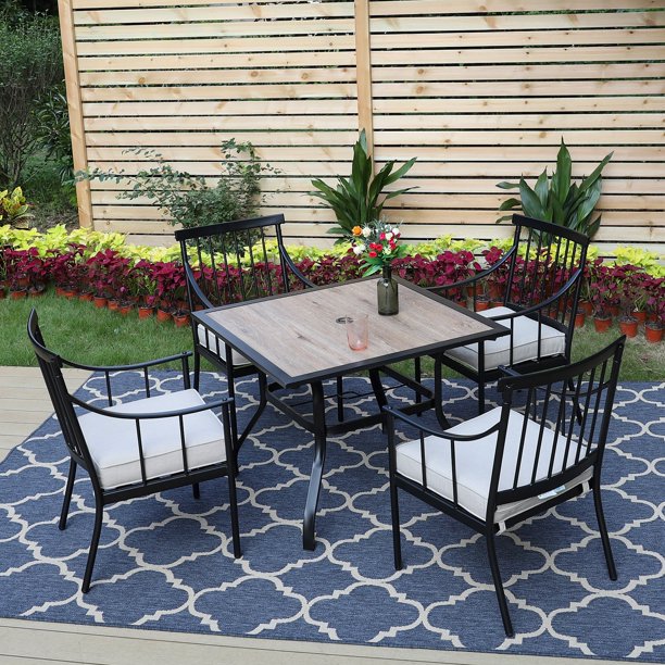 MF Studio 5Piece Outdoor Dining Set Metal Patio Furniture Set with 4