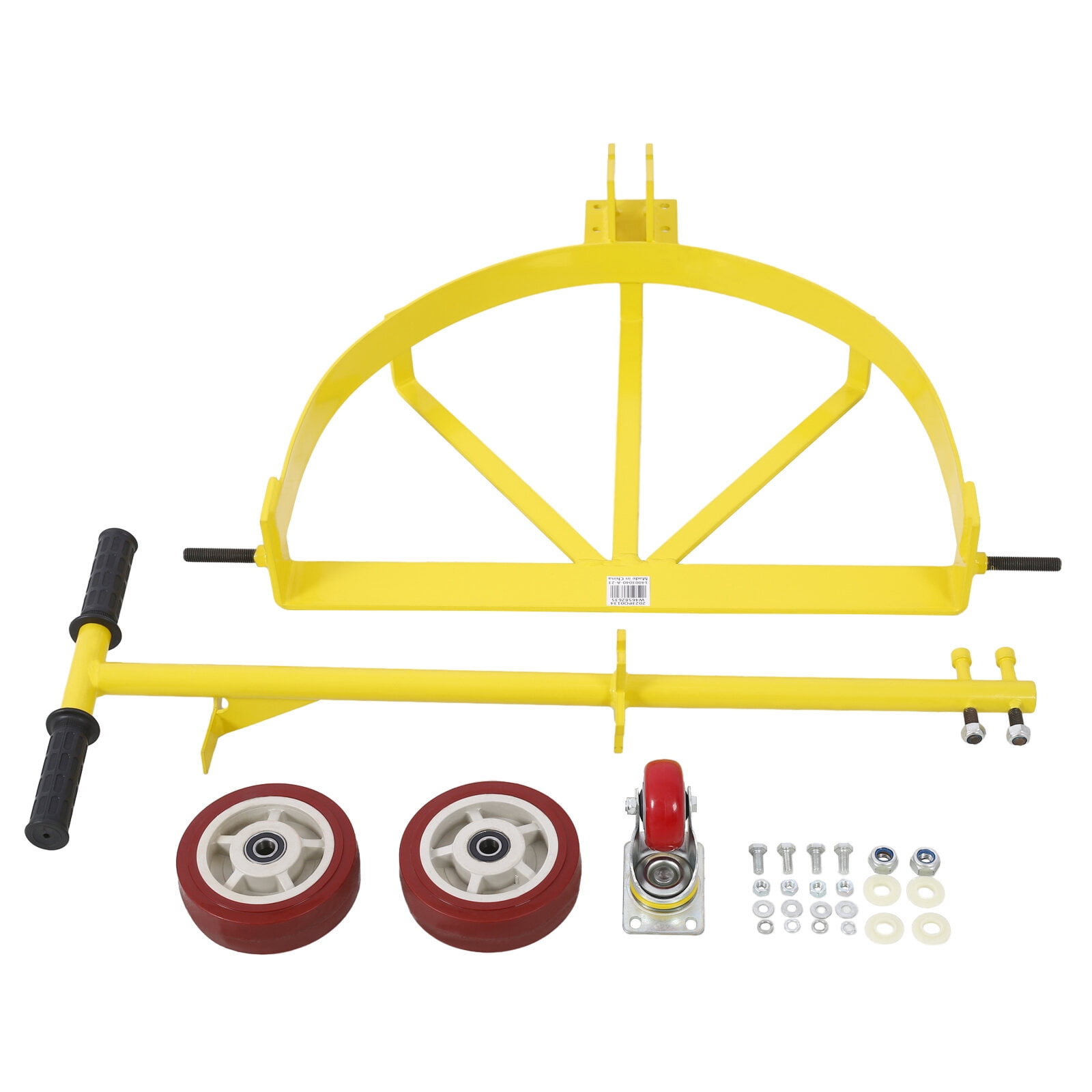 55 Gallon Drum Dolly - 1200 lb Capacity Heavy Duty Barrel Roller Cart with 3 Wheels, Low Profile Steel Drum Mover (Yellow)