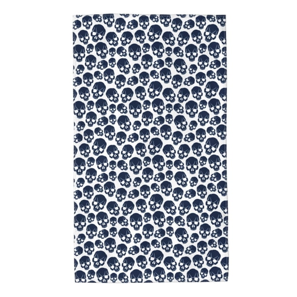 Fotbe black Skull white Toalla Premium con Patrón, Toalla de Microfibra de Secado Rápido, Ligera y Altamente Absorbente (27.5x16in), Ideal para Uso Diario