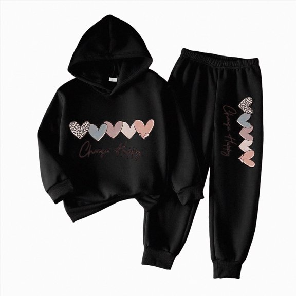 mgoYE Toddler Baby Boy Girl Fall Clothes Long Sleeve Hoodie Sweatshirts Pants Set Winter Outfits 6-12 Months 12-24 Months 2t 3t 4t 5t 6t 7t 8t 9t Children