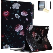 JYtrend Case for iPad Air 11-inch (M2 2024 6th Gen), iPad Air 5 /Air 4 10.9 Inch, Rotating Stand Smart Magnetic for iPad Air 6 5th 4th Generation A2588 A2589 A2316 A2324 A2072 A2325 (Black Flower)