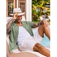 thumbnail image 3 of COOFANDY Mens Knit Button Down Shirt Short Sleeve Casual Polo Shirts Vintage Summer Beach Shirts, 3 of 6