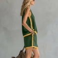 thumbnail image 6 of Women's Summer Casual 2 Piece Outfits Color Block Trim Sleeveless Crewneck Tank Tops and Wide Leg Shorts Sets Lounge Beach Vacation Sets Army Green, 6 of 6