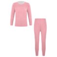thumbnail image 4 of TiaoBug Kids Boys Girls Thermal Underwear Set Long Sleeve Base Layer Shirt with Leggings Set Loungewear Pink 7-8, 4 of 7