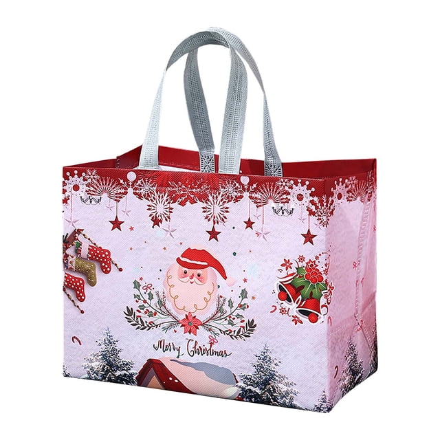 Rbaofujie Sacs Fourre-Tout de Noël avec Poignées Sacs d'Épicerie Réutilisables de Noël Sacs Cadeaux Multi-Usages Non Tissés Grands Sacs d'Épicerie pour Fête de Noël Boîte de Rangement Extérieure