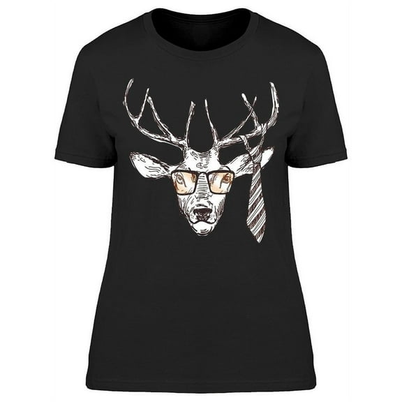 Hipster Deer With Glasses T-Shirt Women -Image by Shutterstock, Female XX-Large