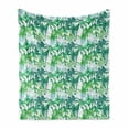 thumbnail image 1 of Palm Leaf Soft Flannel Fleece Throw Blanket, Exotic Fantasy Abstract Coconut Tree Silhouettes Green Jungle, Cozy Plush for Indoor and Outdoor Use, 60" x 80", Forest Green Lime Green, by Ambesonne, 1 of 6