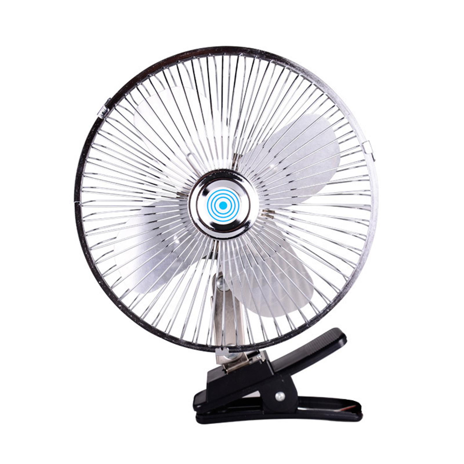 8 Inch 12V Portable Car Electric Fan 2 Speeds Adjustable Oscillating Car  Auto Cooling Fan with Clip Low Noise for Vehicle Truck