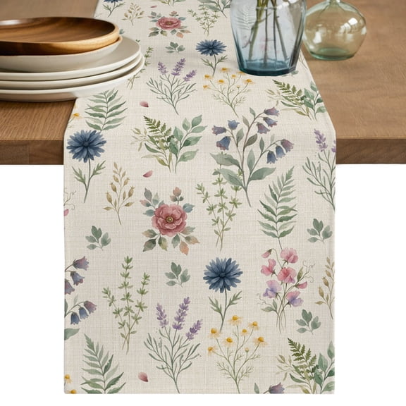 Table Runners 36 Inches Long Dress Scarves, Summer Wildflowers Farmhouse Kitchen/Dining Table Decor Table Runner, Short Coffee Tablerunners, Vintage Spring Floral Botanical 13x36 Inch