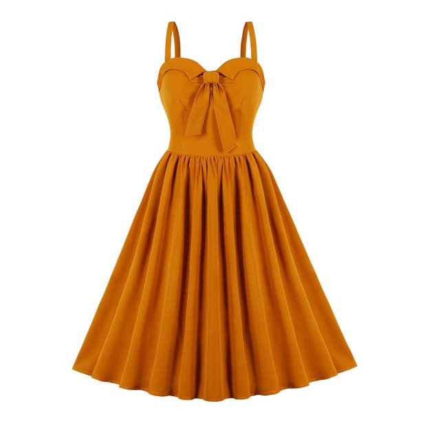 Puntoco Vestidos Mujer Verano Estilo Retro Temperamento Falda Larga con Cintura Ajustada V-Cuello Vestido Grande