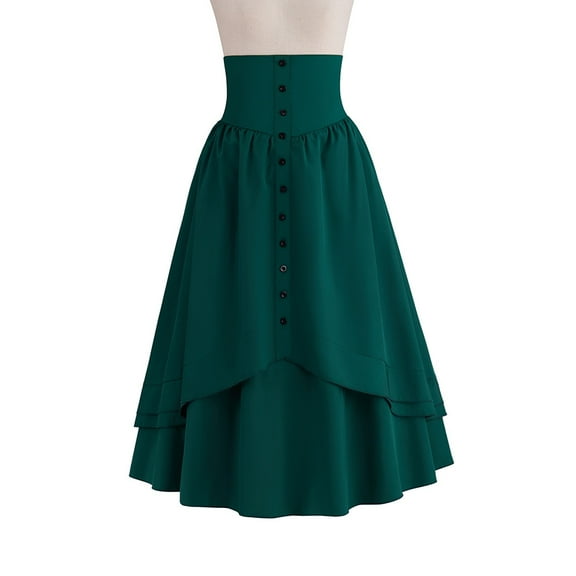 Women's Renaissance Victorian Style Irregular Pleated High-Waist Vintage Skirt